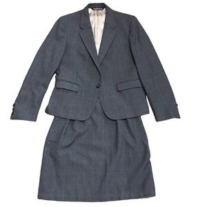 Christian Brooks Suit Set Women’s Jacket Pencil Skirt Quality Tailor Gray Pocket